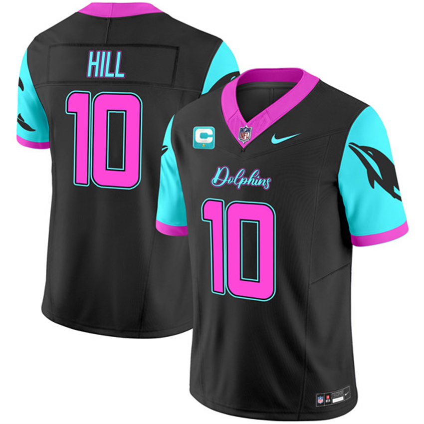 Men's Black Miami Dolphins #10 Tyreek Hill F.U.S.E. With 1-Star C Patch 